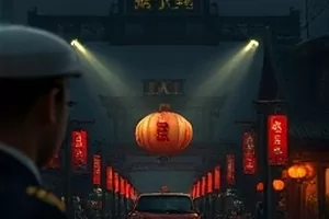 拳台之外中灯光下拳套与围绳的画面