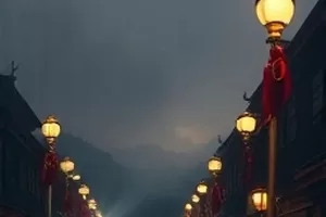 第七号实验室中试剂瓶与夜灯的静物画面